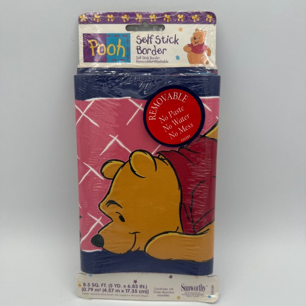 Vintage Winnie the Pooh Self Stick Wallpaper Border 5 Yards Removable Room Decor